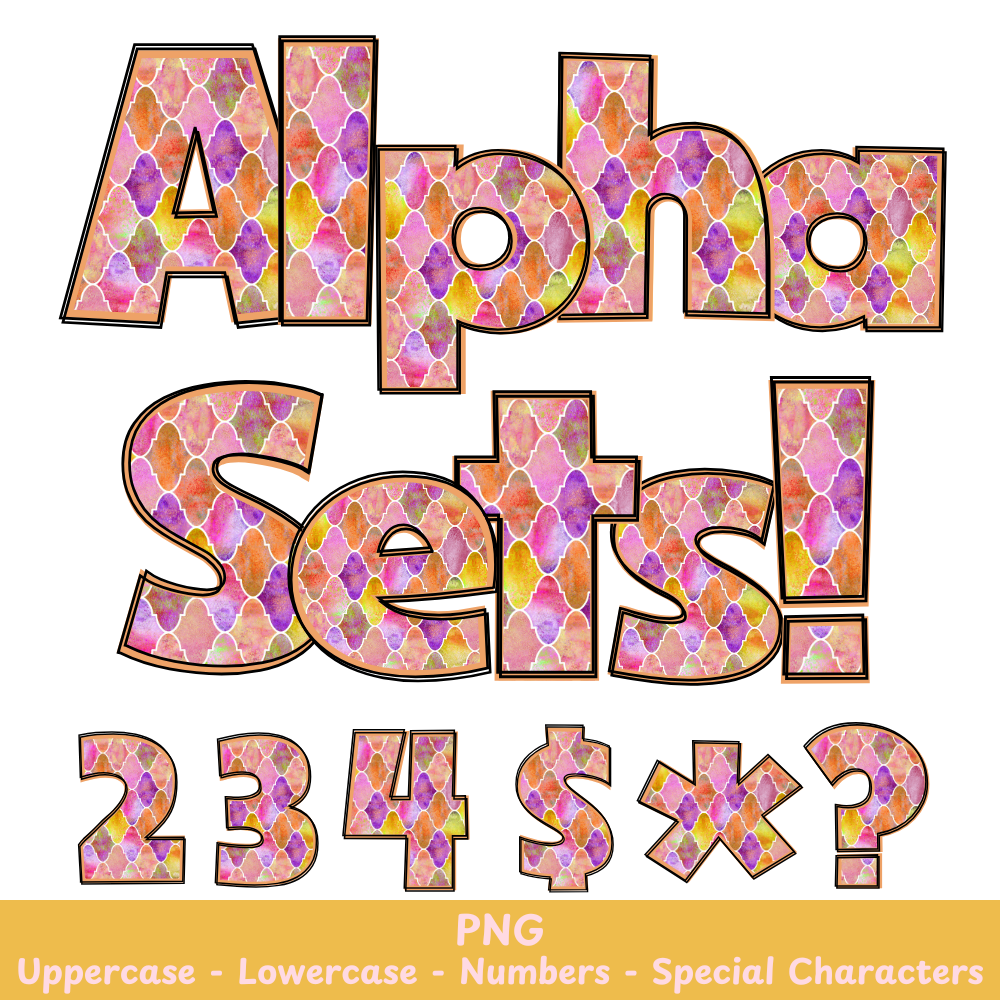 Colorful Moroccan PNG Font