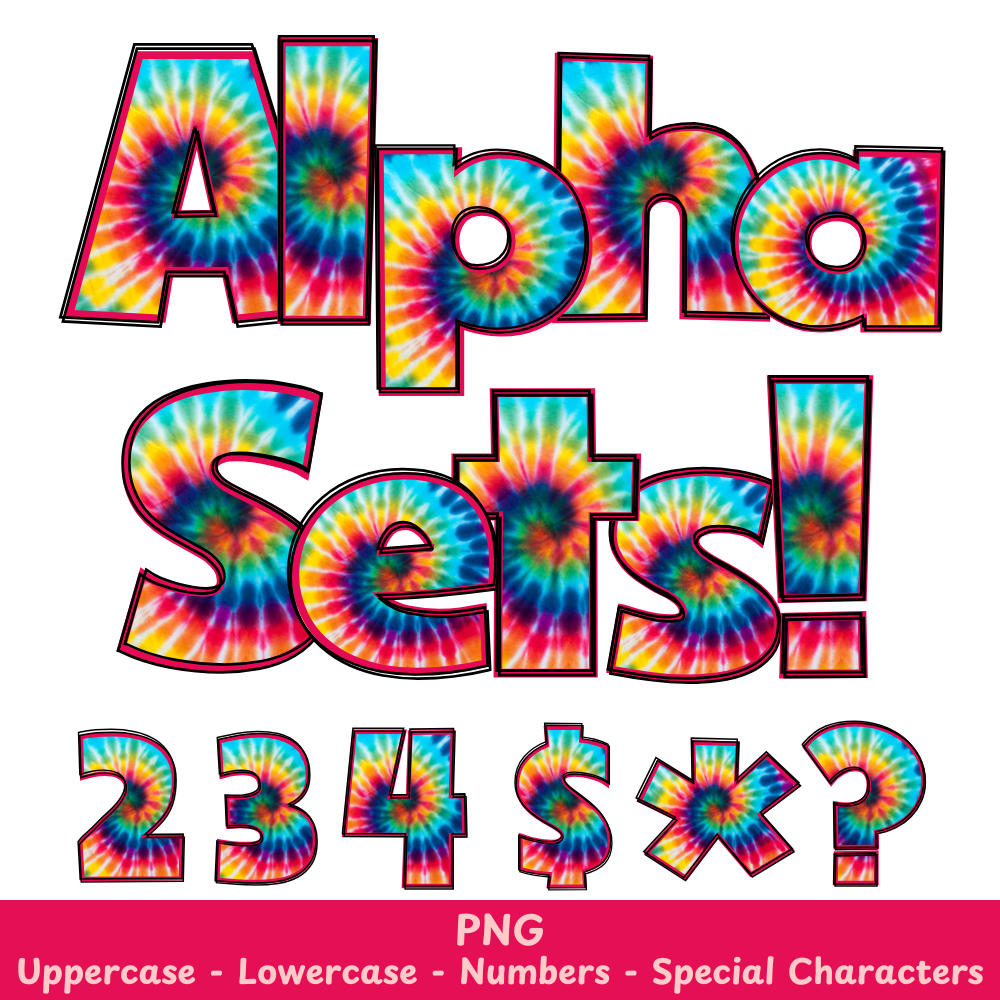 Pink Tie Dye PNG Font