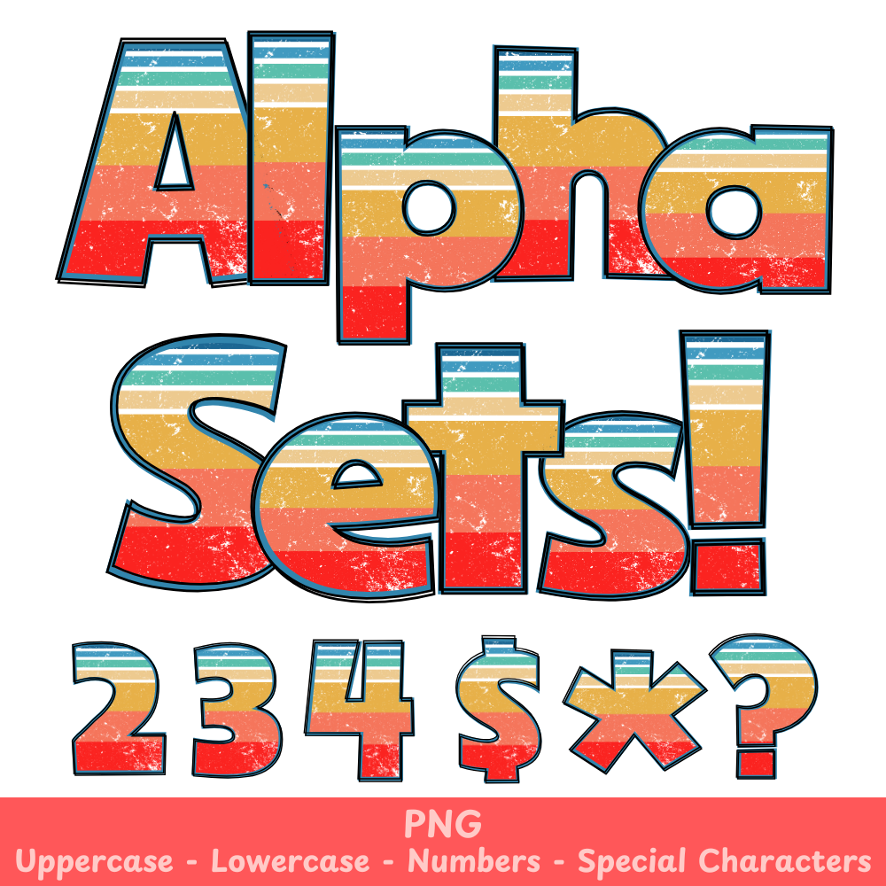 Vintage Stripe PNG Font