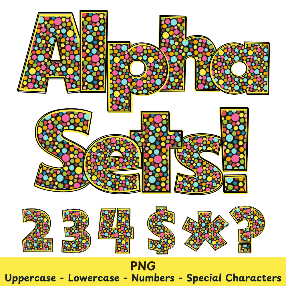 Yellow Polka Dots PNG Font