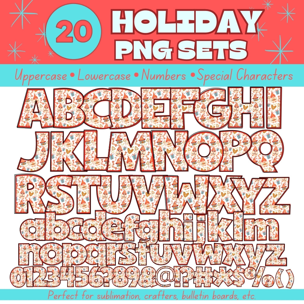 20 Holiday PNG Alphabet Sets Bundle