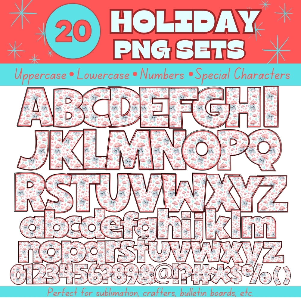 20 Holiday PNG Alphabet Sets Bundle