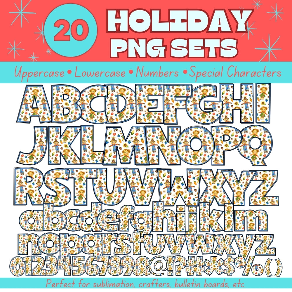 20 Holiday PNG Alphabet Sets Bundle