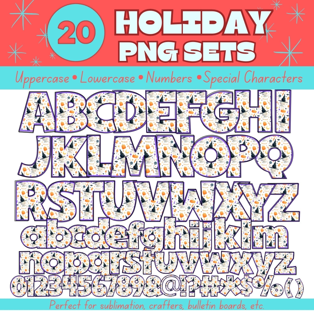 20 Holiday PNG Alphabet Sets Bundle
