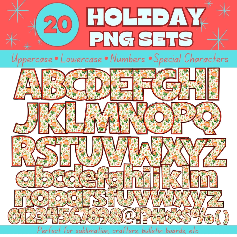 20 Holiday PNG Alphabet Sets Bundle