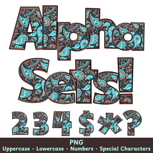 Baby Blue Paisley PNG Font