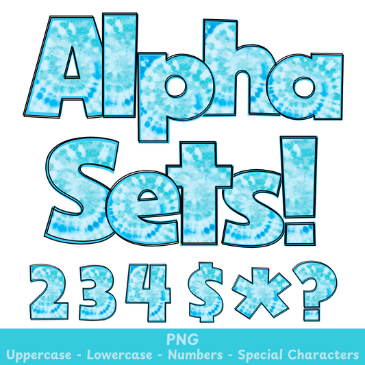 Blue Tie Dye PNG Font