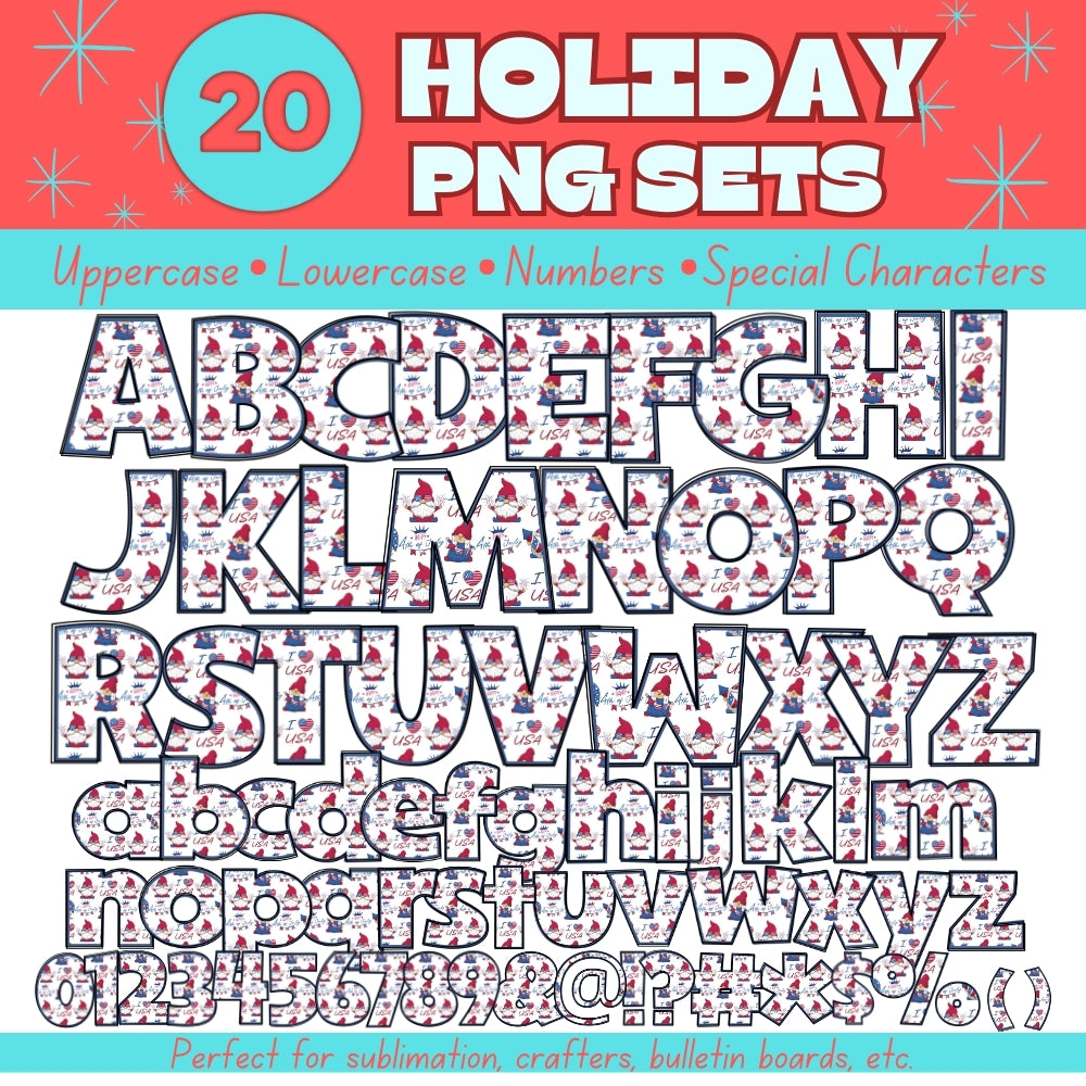 20 Holiday PNG Alphabet Sets Bundle