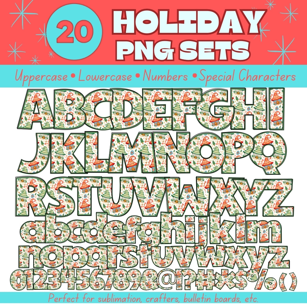 20 Holiday PNG Alphabet Sets Bundle