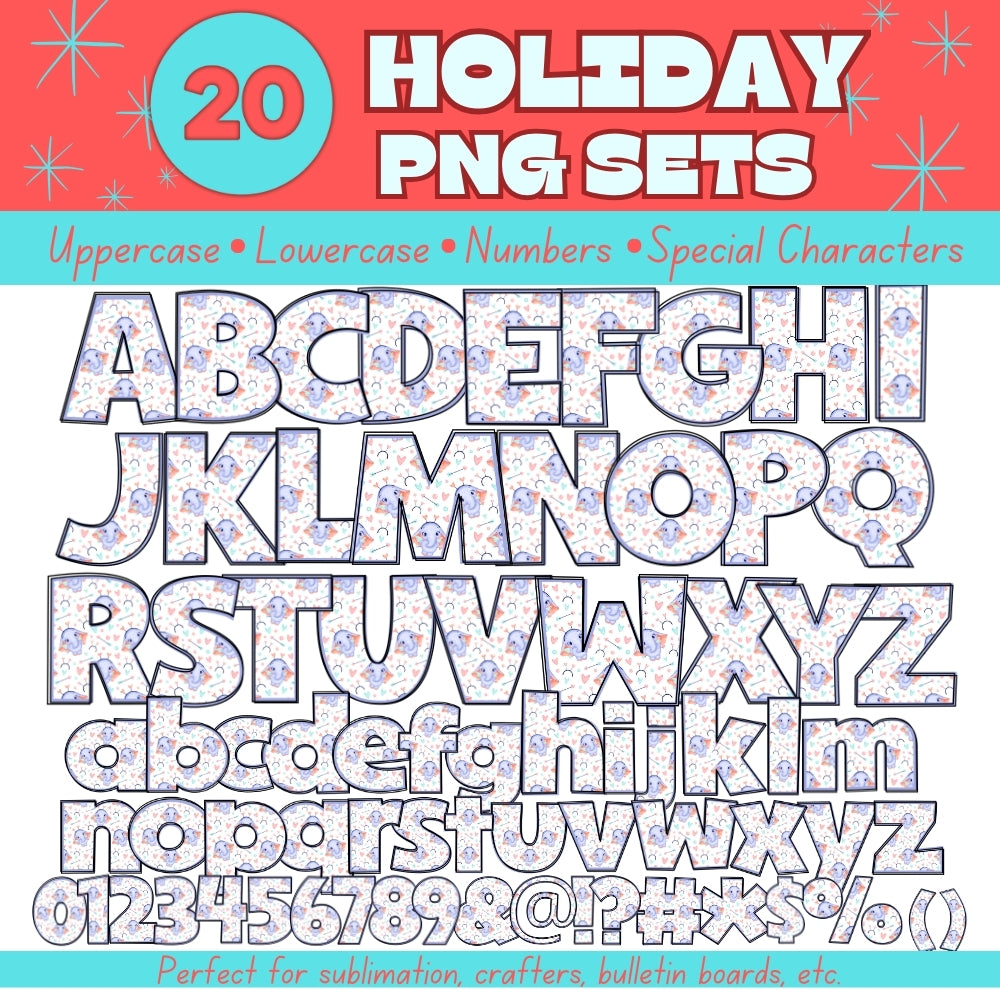 20 Holiday PNG Alphabet Sets Bundle