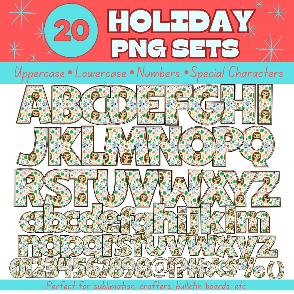 20 Holiday PNG Alphabet Sets Bundle