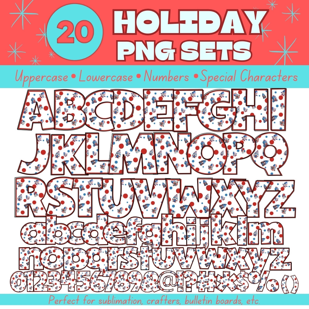 20 Holiday PNG Alphabet Sets Bundle