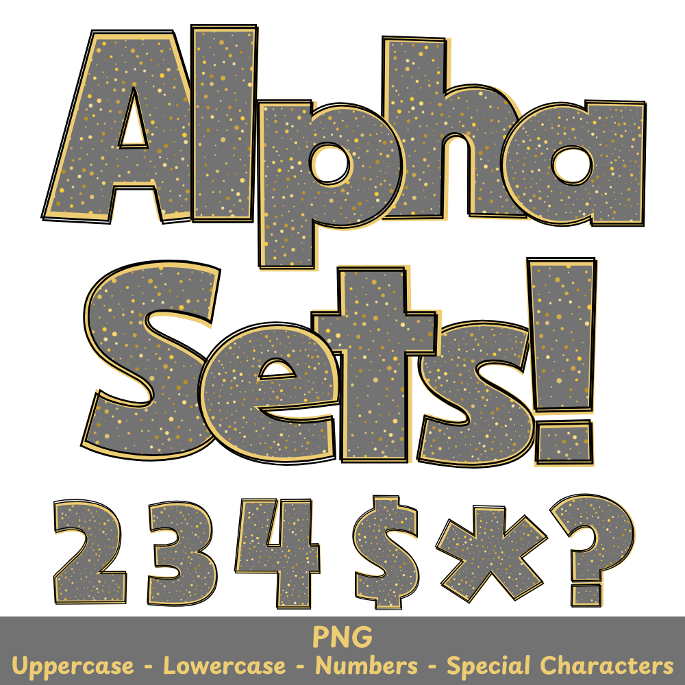 Gold Polka Dots PNG Font