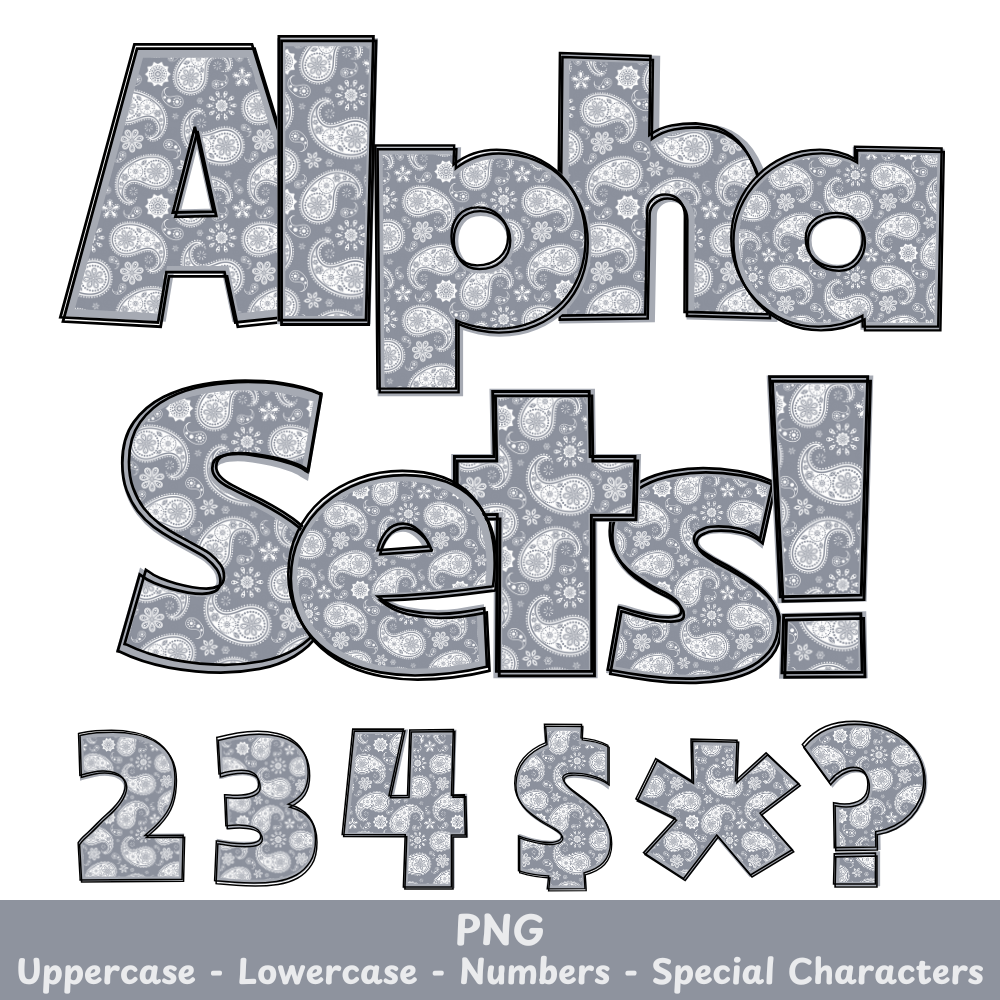 Gray Paisley PNG Font