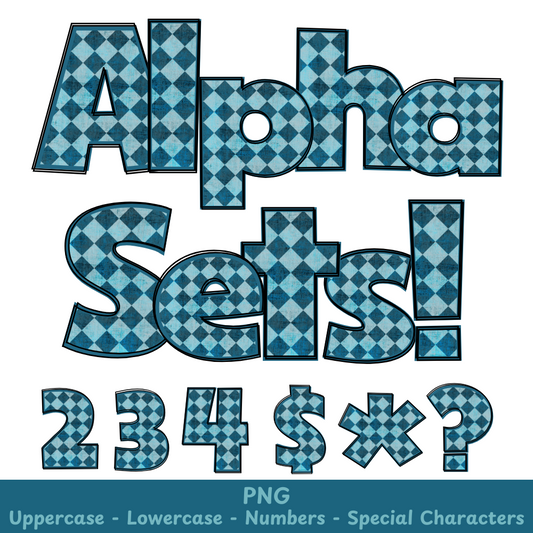 Green Checkered PNG Font