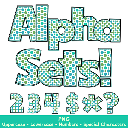 Green Polka Dots PNG Font