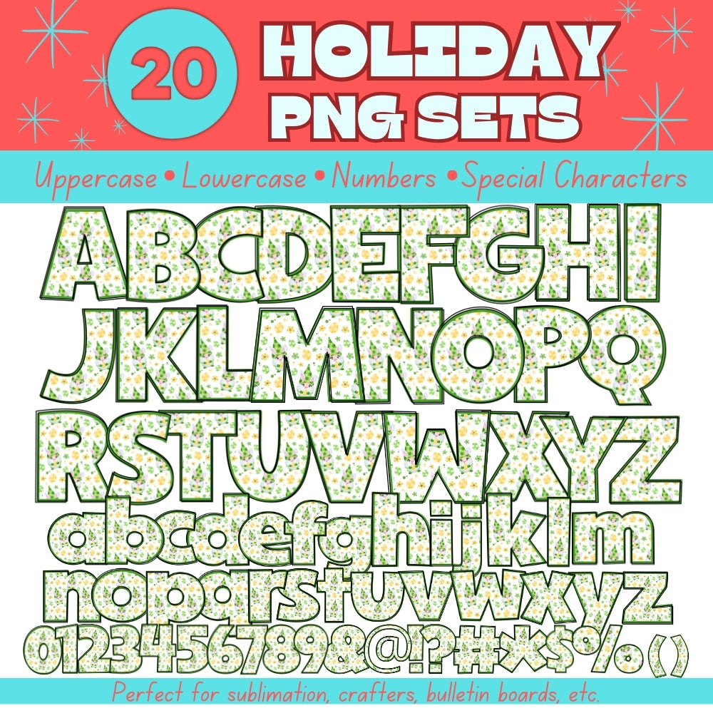 20 Holiday PNG Alphabet Sets Bundle