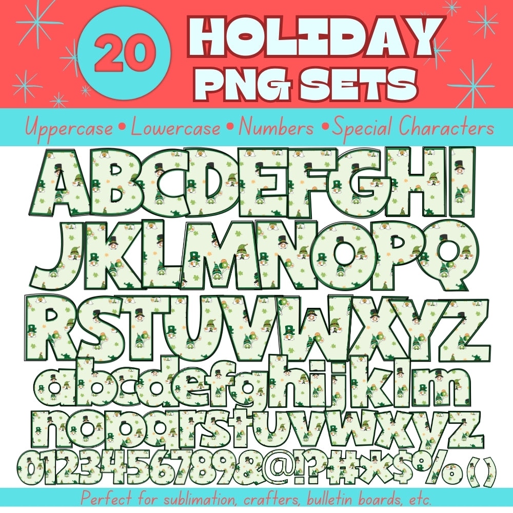 20 Holiday PNG Alphabet Sets Bundle