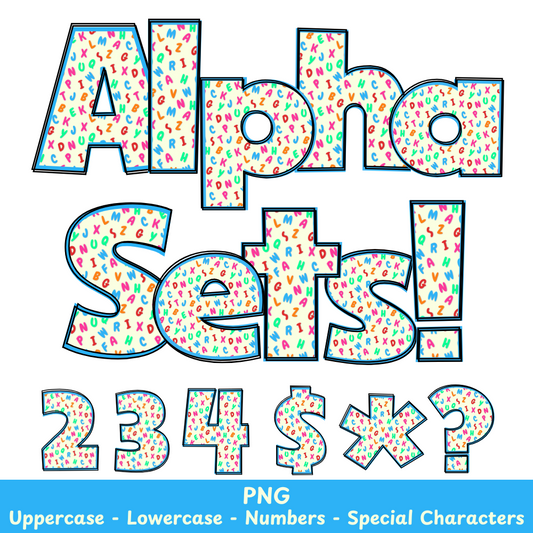 Letters Kid Theme PNG Font