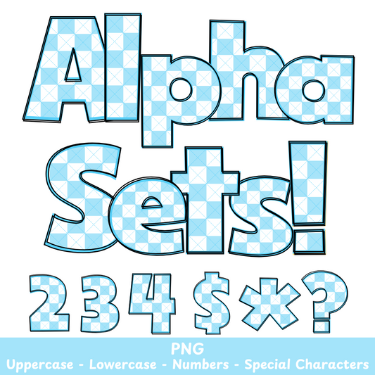 Light Blue Checkered PNG Font