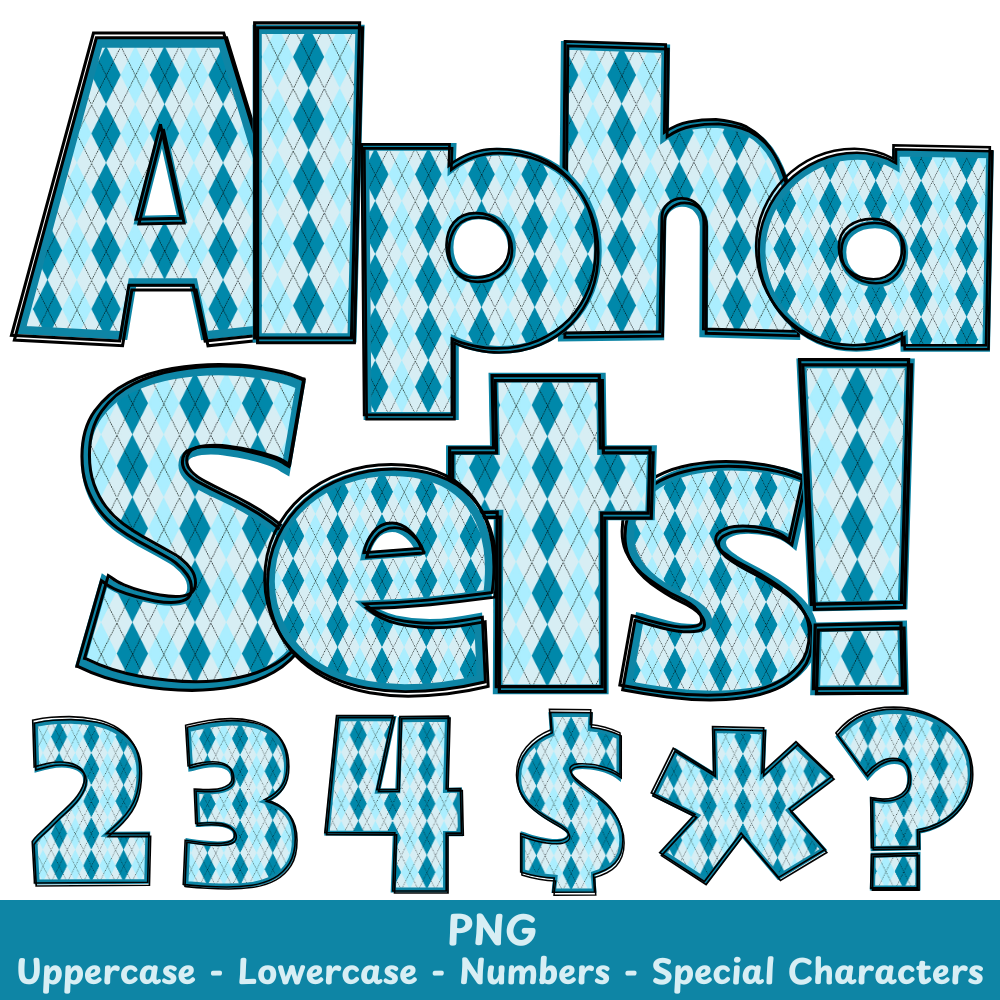 Light Blue Diamond Checkered PNG Font