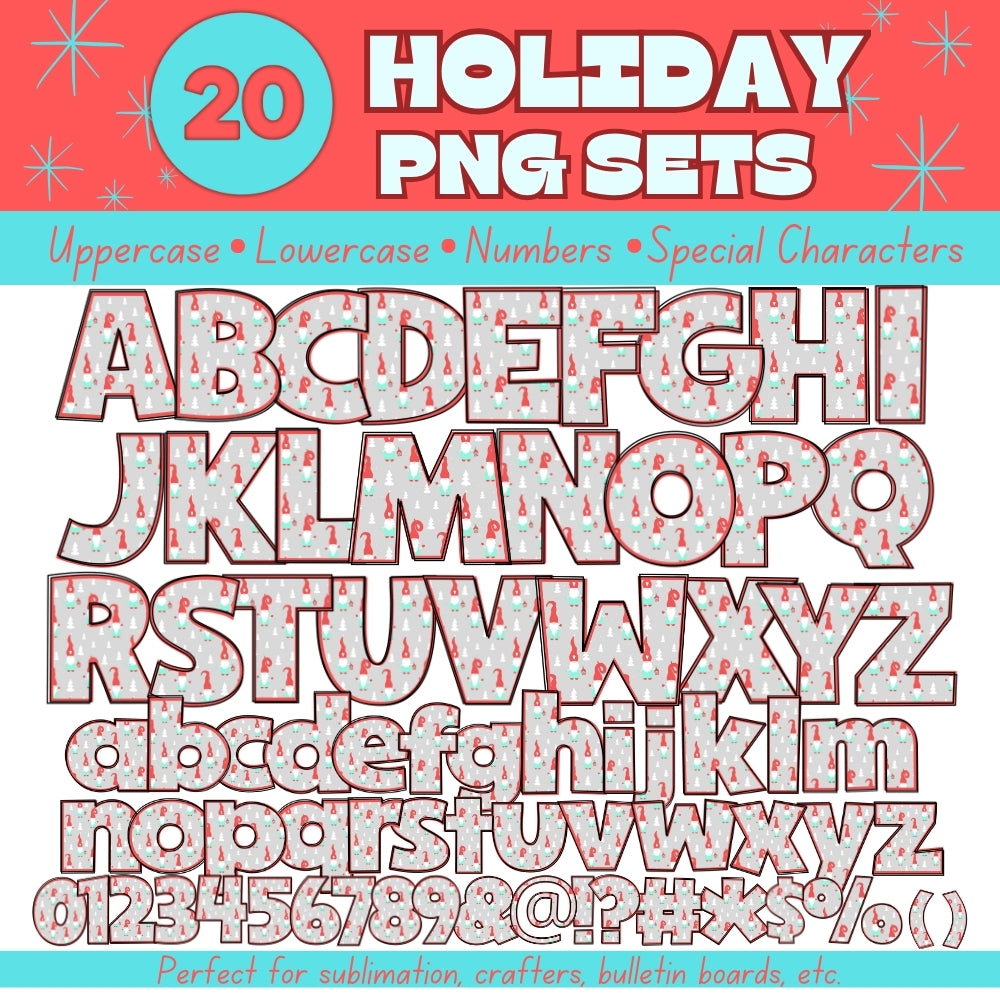 20 Holiday PNG Alphabet Sets Bundle