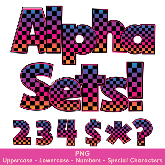 Multi Colored Checkered PNG Font