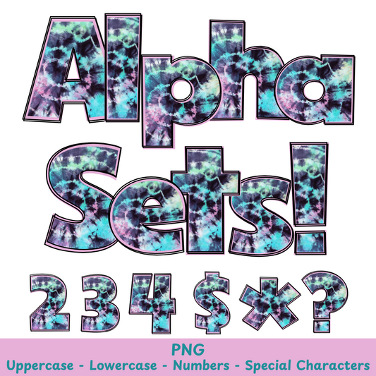 Navy Tie Dye PNG Font