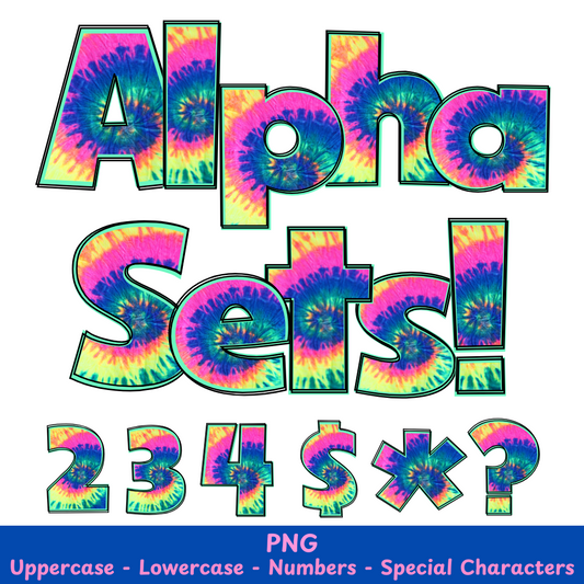 Neon Tie Dye PNG Font