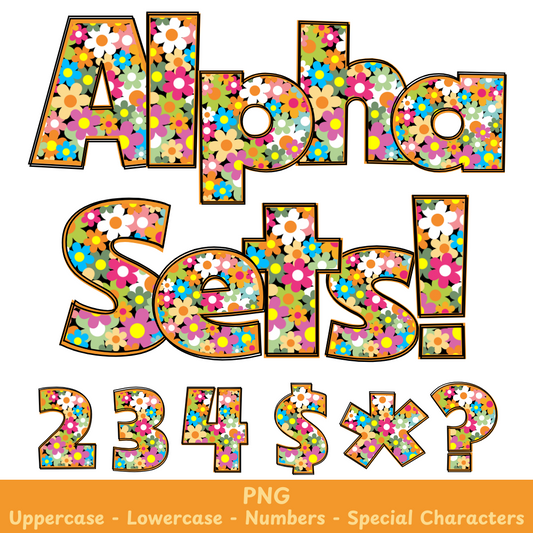 Orange Flowers PNG Font