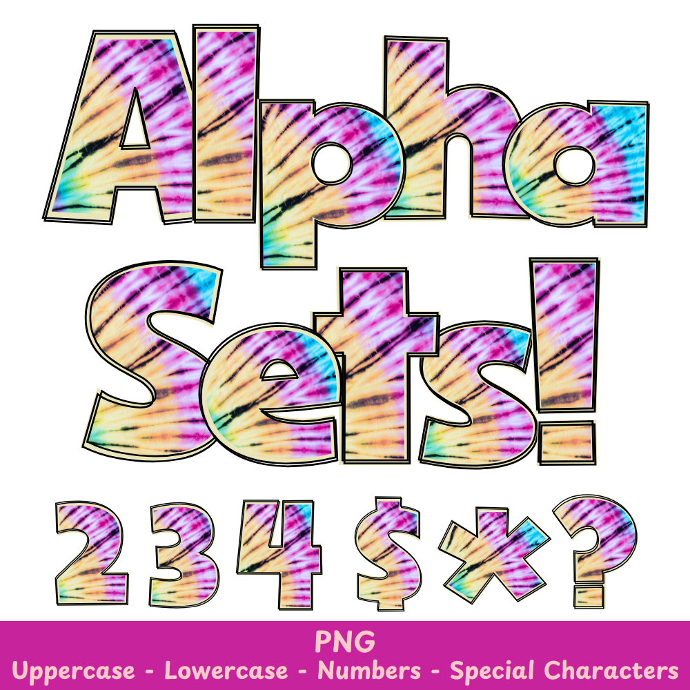 Pastel Tie Dye PNG Font