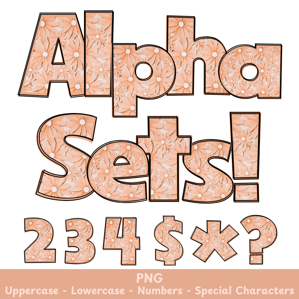 Peach Flowers PNG Font