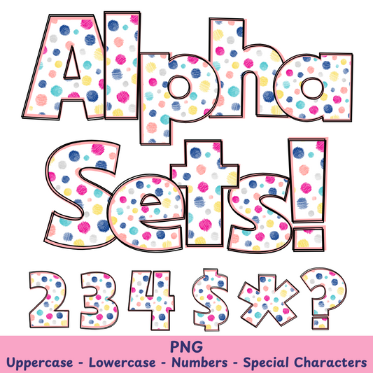 Peach Polka Dots PNG Font