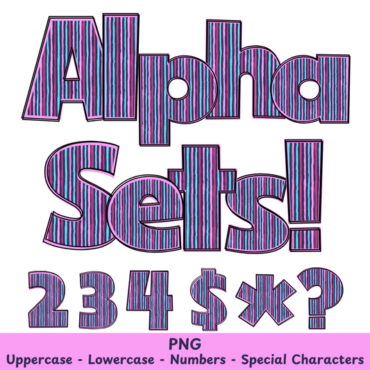 Pepto Pink Stripe PNG Font