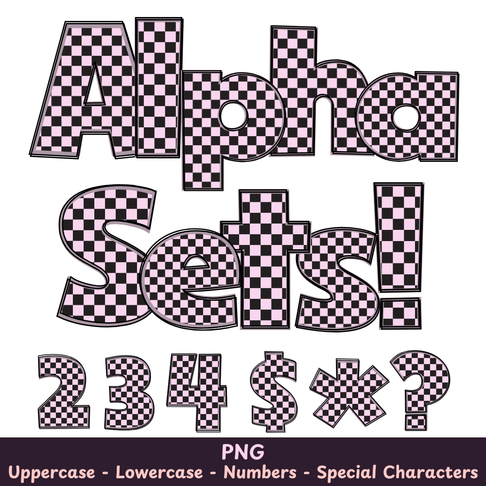 Pink Checkered PNG Font