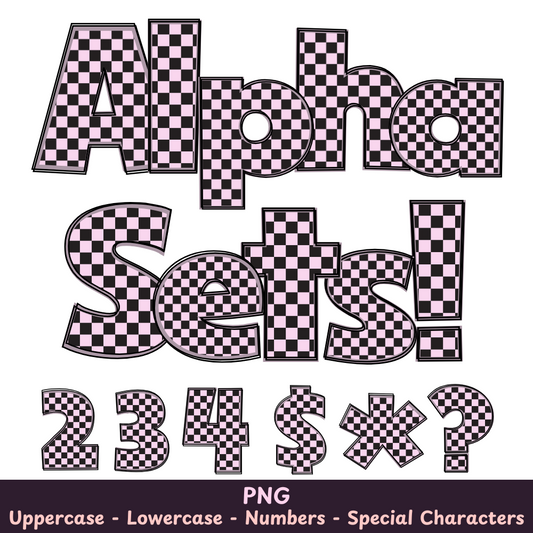 Pink Checkered PNG Font