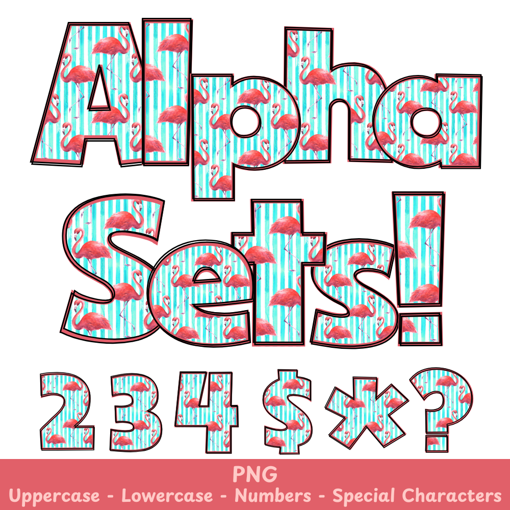 Pink Flamingo Stripe PNG Font