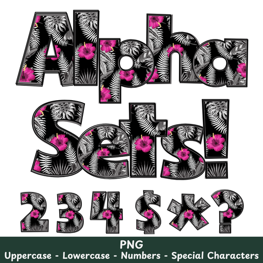 Pink Flowers PNG Font