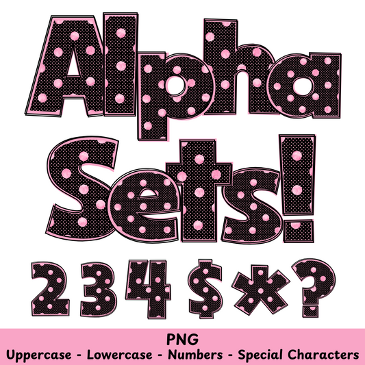 Pink Polka Dots PNG Font