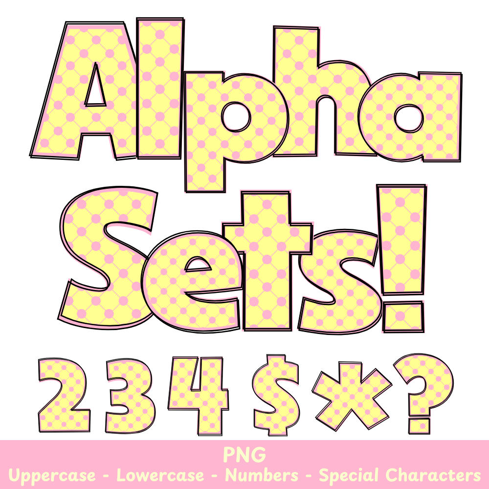 Pink/Yellow Checkered PNG Font