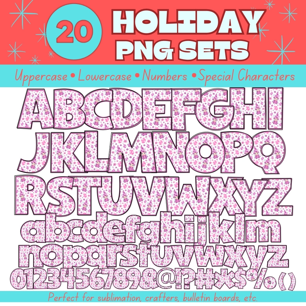 20 Holiday PNG Alphabet Sets Bundle