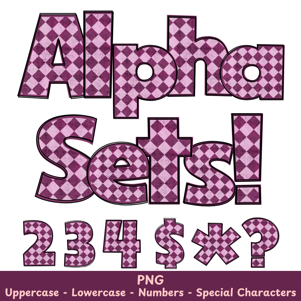 Purple Checkered PNG Font