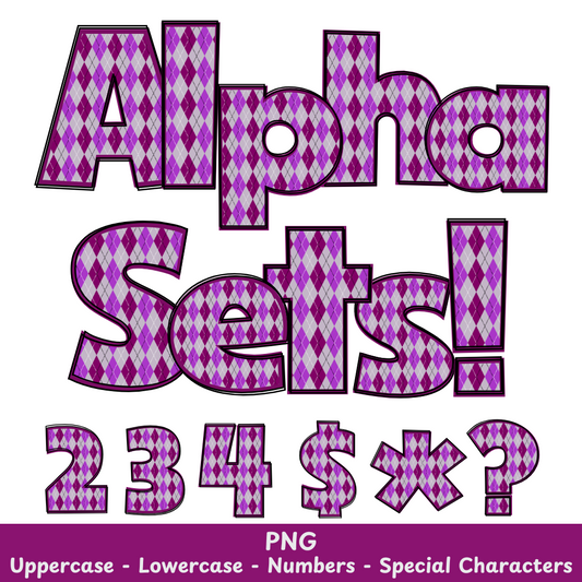 Purple Diamond Checkered PNG Font