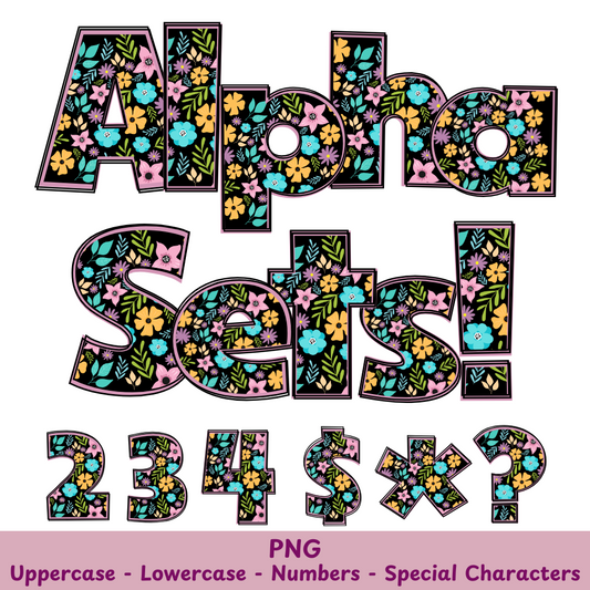 Purple Flowers PNG Font