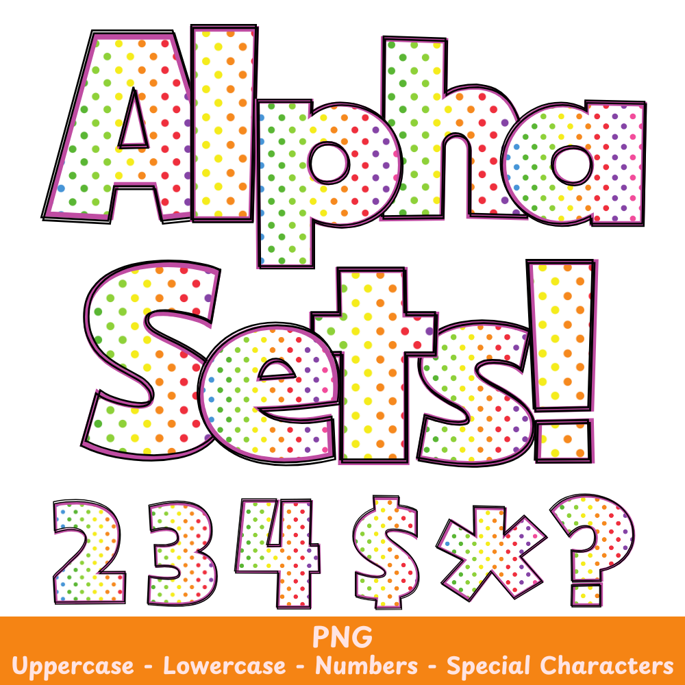 Rainbow Polka Dots PNG Font