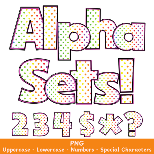 Rainbow Polka Dots PNG Font