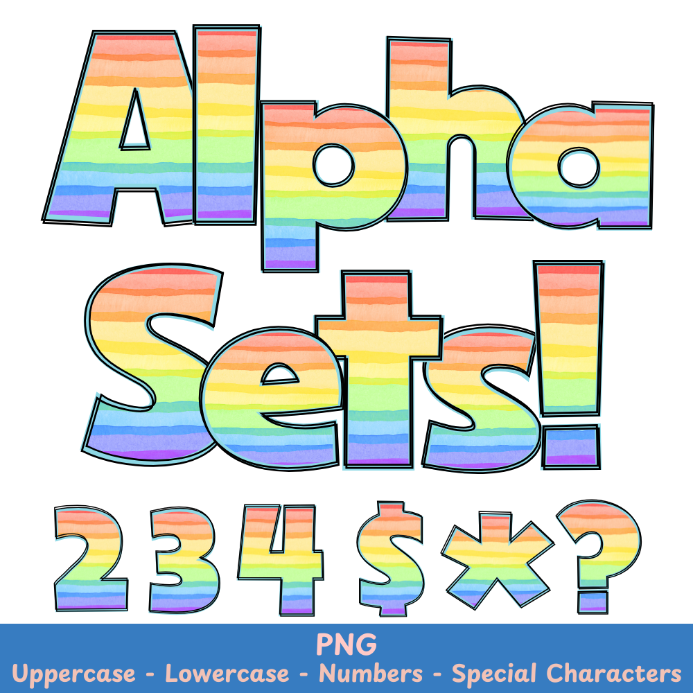 Rainbow Stripe PNG Font