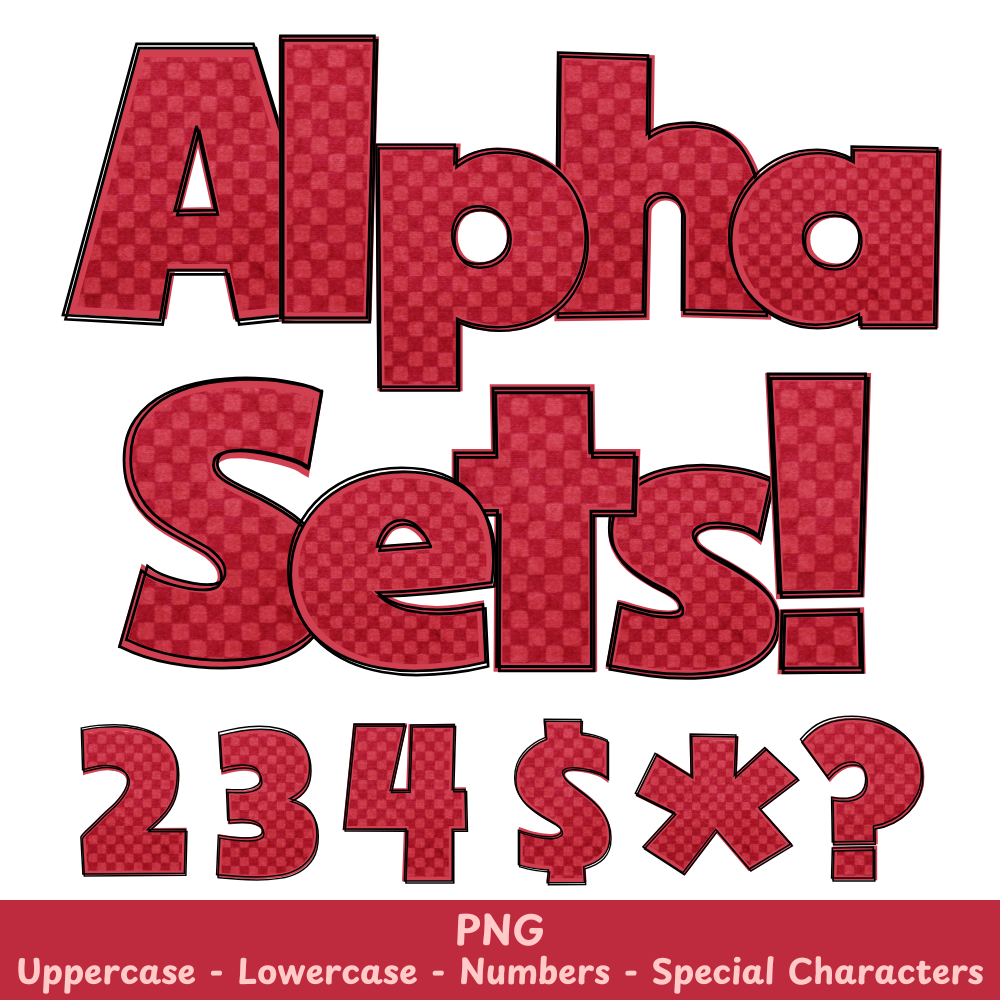 Red Checkered PNG Font