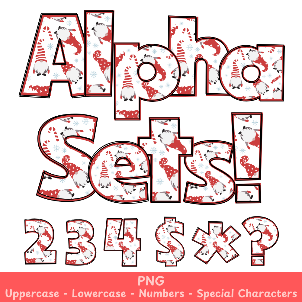 Red Christmas Gnomes PNG Font