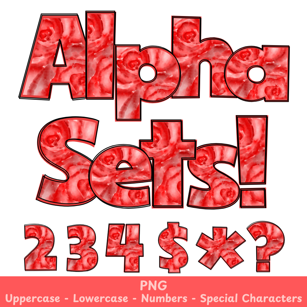 Red Flowers PNG Font